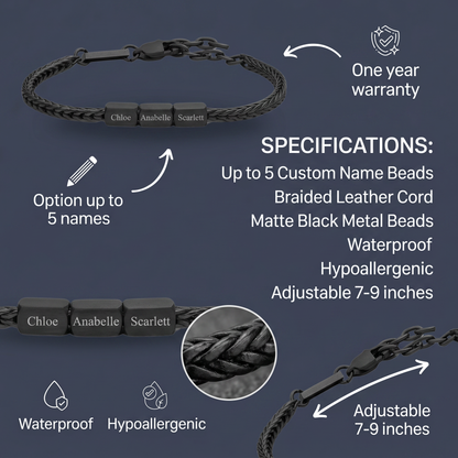 Personalized Obsidian Black Engraved Bracelet