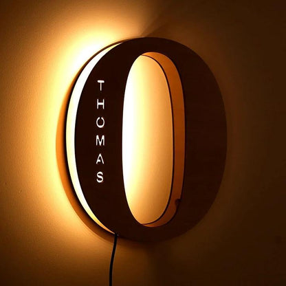 Custom Wooden Engraved Name Wall Light