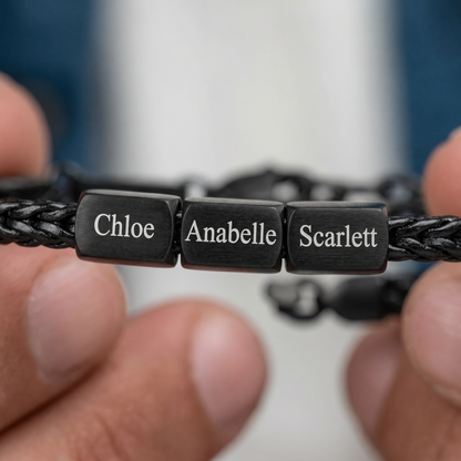 Personalized Obsidian Black Engraved Bracelet