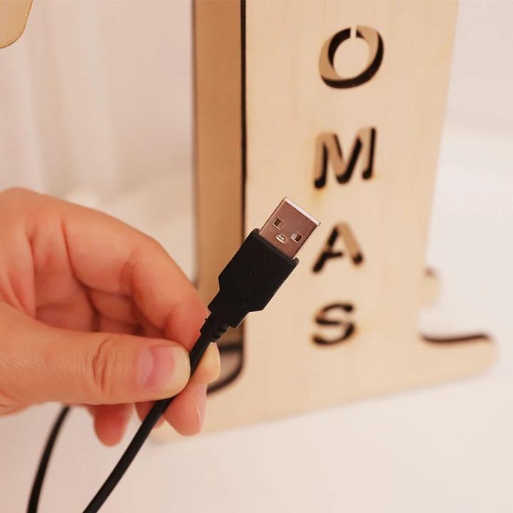Custom Wooden Engraved Name Wall Light