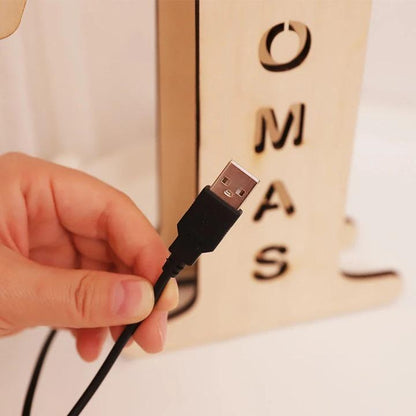 Custom Wooden Engraved Name Wall Light