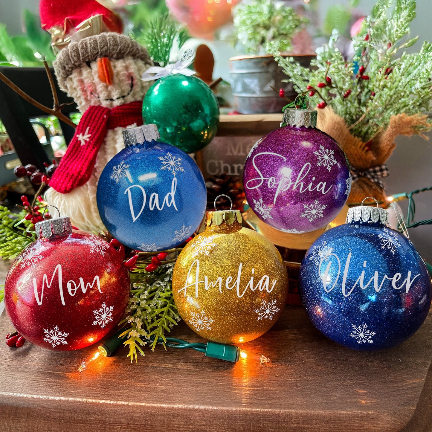 Personalized Glitter Christmas Ball Ornament 