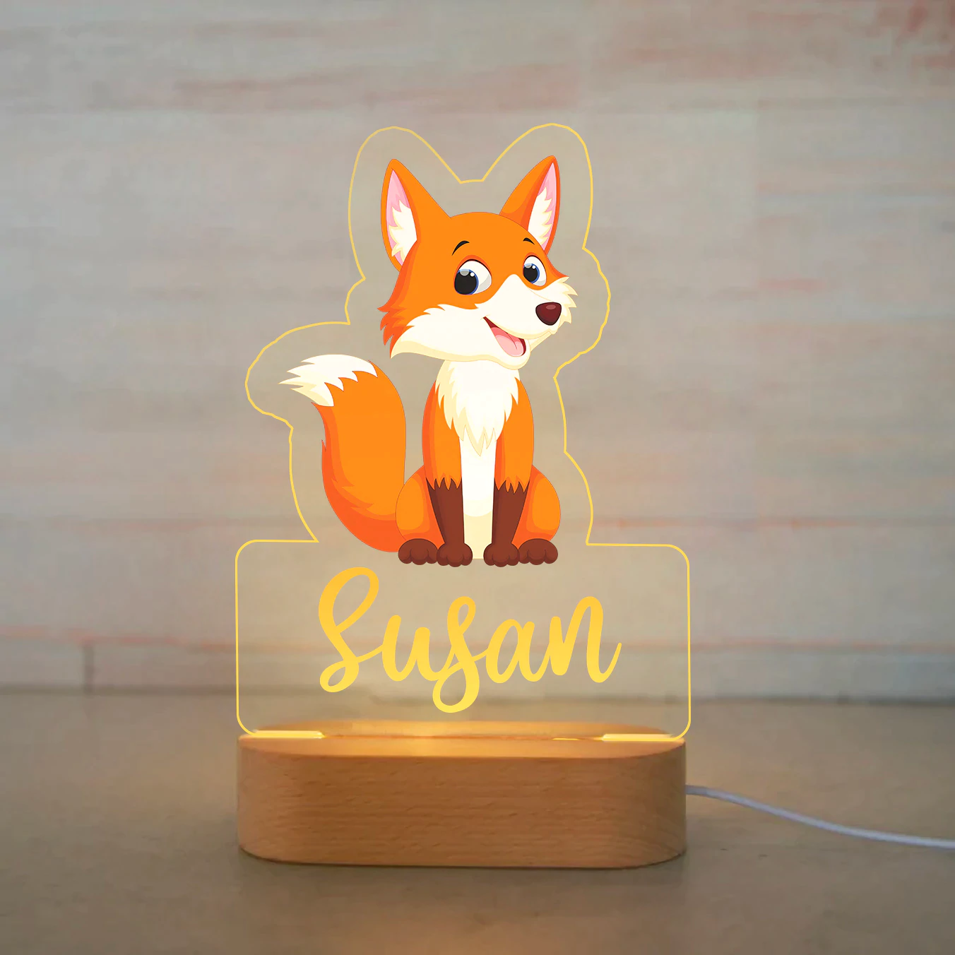 Personalized Name Colorful Animals Night Lights