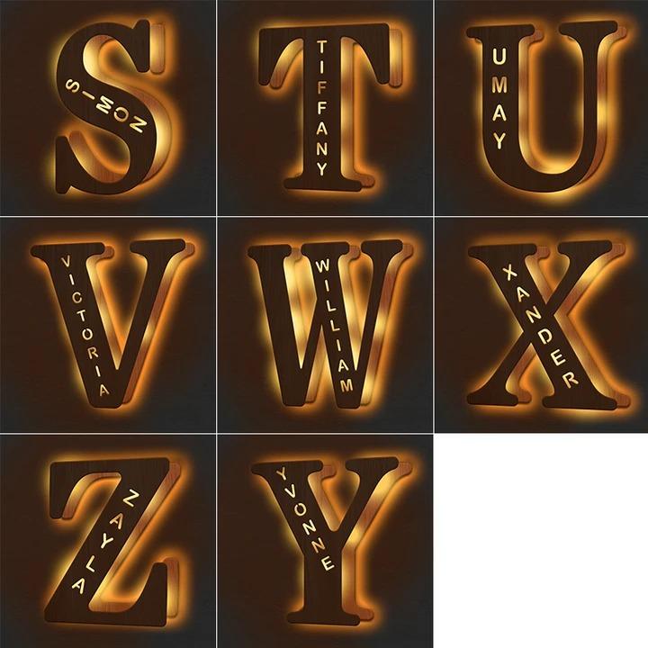 Custom Wooden Engraved Name Wall Light