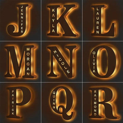 Custom Wooden Engraved Name Wall Light