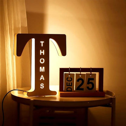 Custom Wooden Engraved Name Wall Light