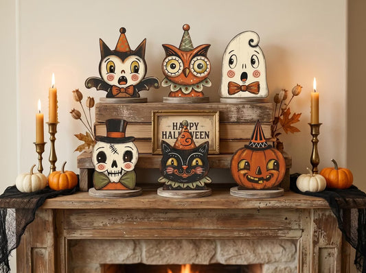 Personalized Vintage Halloween Wooden Shelf Decor