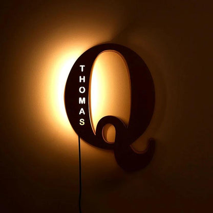 Custom Wooden Engraved Name Wall Light