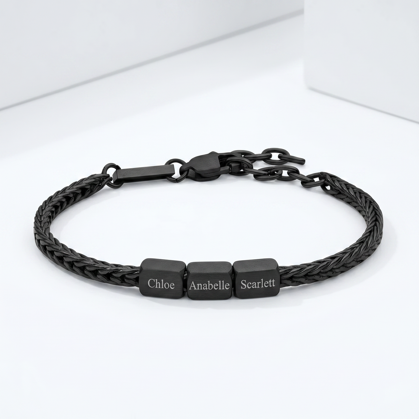Personalized Obsidian Black Engraved Bracelet