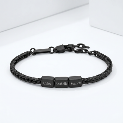 Personalized Obsidian Black Engraved Bracelet