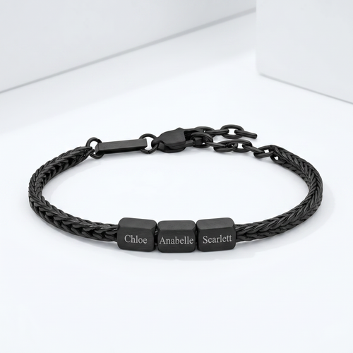 Personalized Obsidian Black Engraved Bracelet