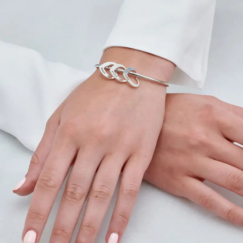 Chelsea Bangle with Heart Pendants