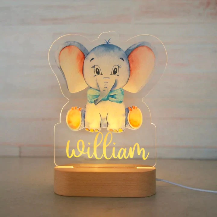 Personalized Name Colorful Animals Night Lights