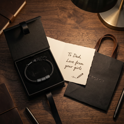 Personalized Obsidian Black Engraved Bracelet