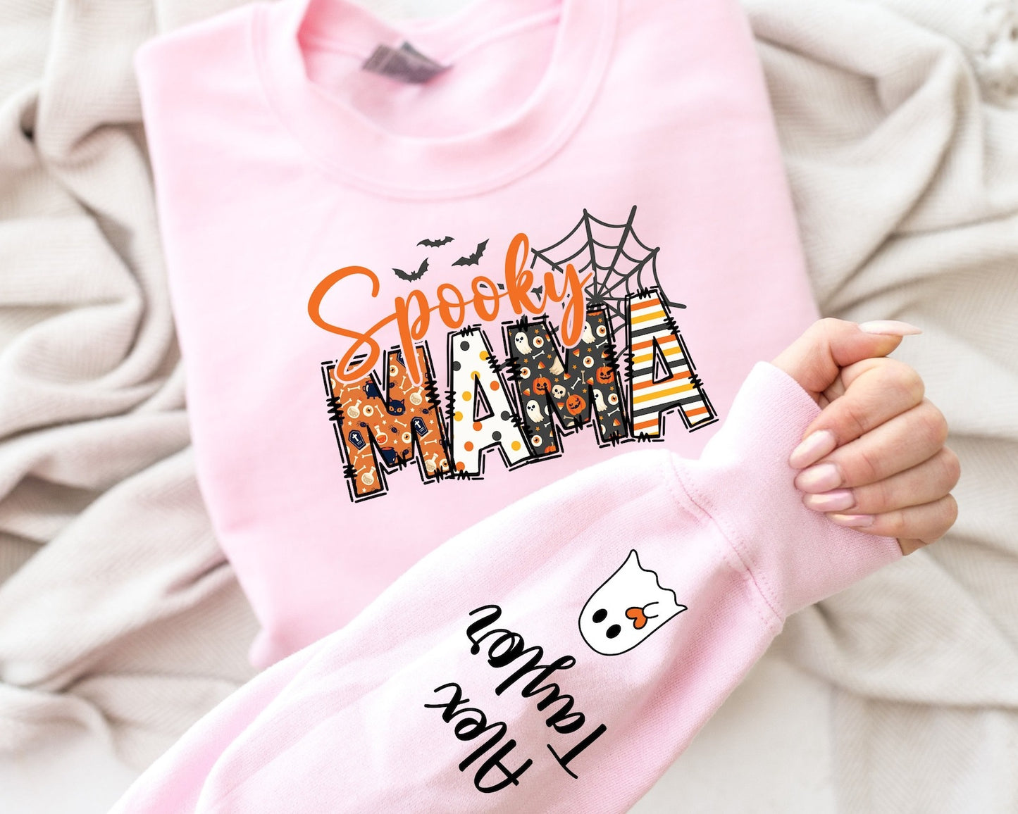 Custom Halloween Spooky Mama Sweatshirt with Kids Name
