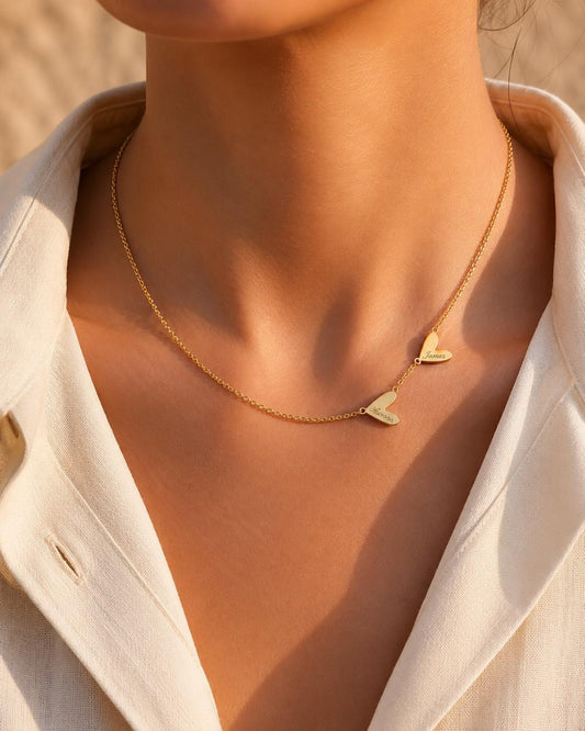 Minimalist Asymmetrical Intertwined Heart Pendant