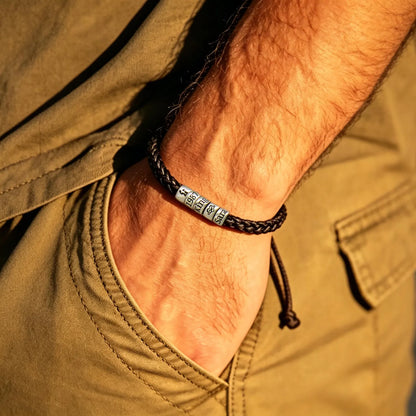 Personalized Mens Woven Leather Bracelet