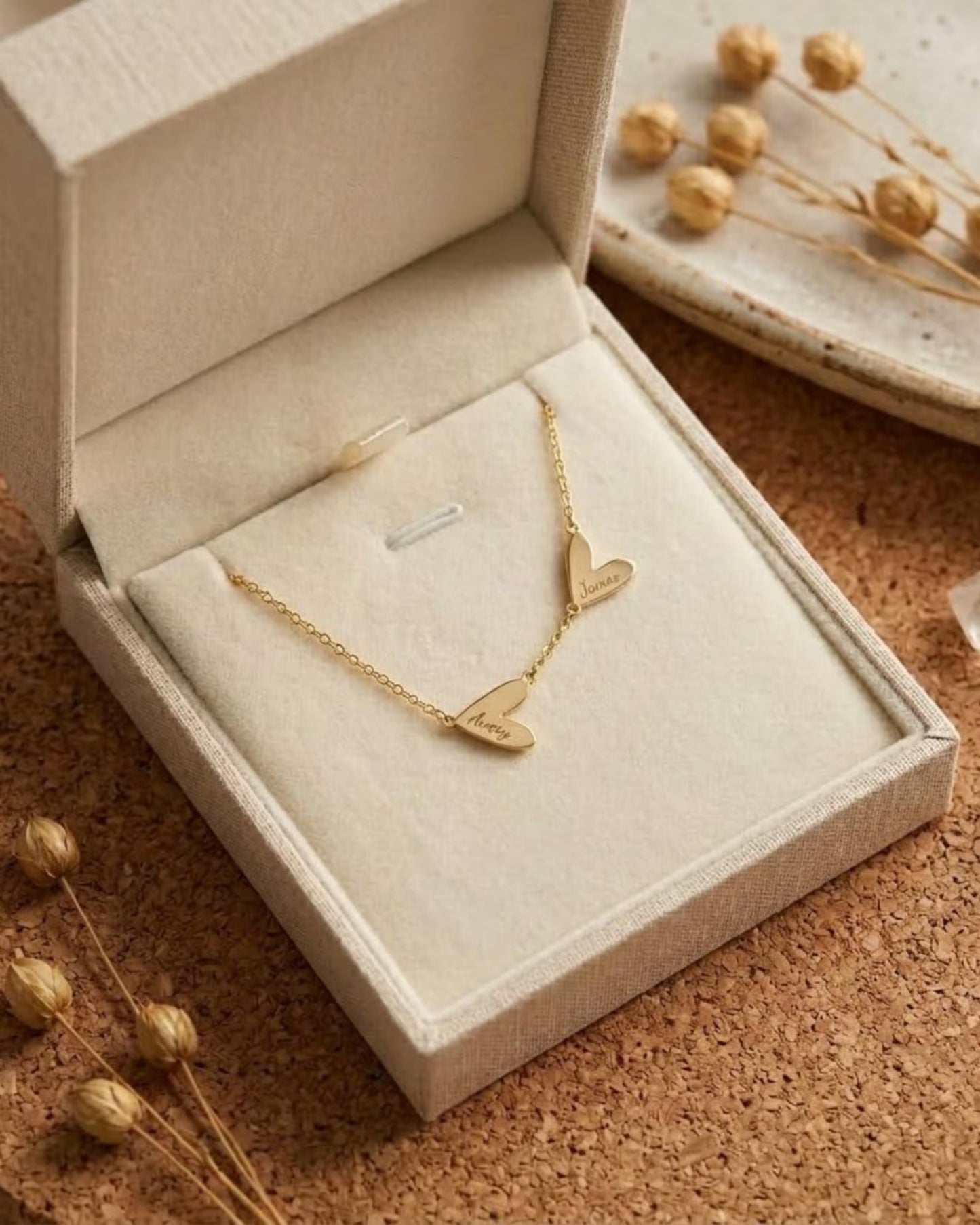 Minimalist Asymmetrical Intertwined Heart Pendant