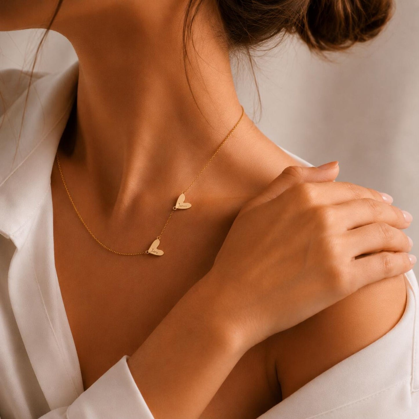 Minimalist Asymmetrical Intertwined Heart Pendant