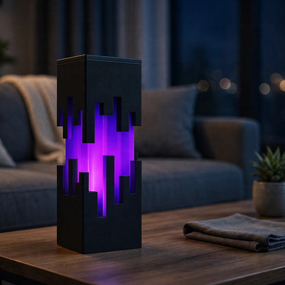 Pixel skyline lamp with glowing pixel city cutouts — photo 4