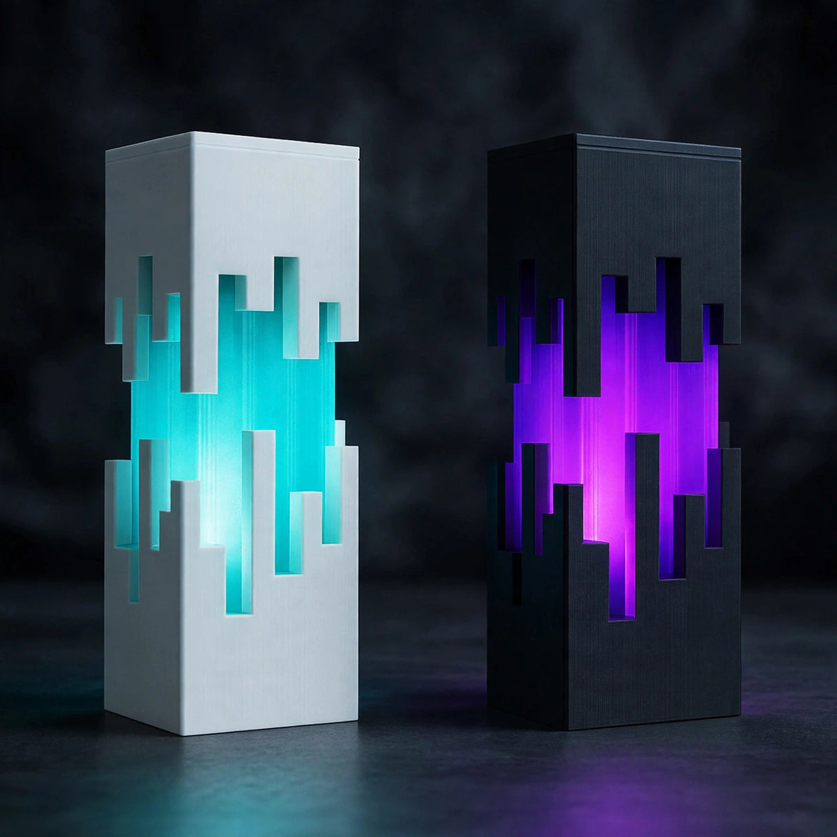 Pixel skyline lamp with glowing pixel city cutouts — photo 8