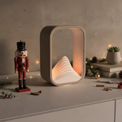 Wave layer lamp with layered mountain silhouette glow — photo 8